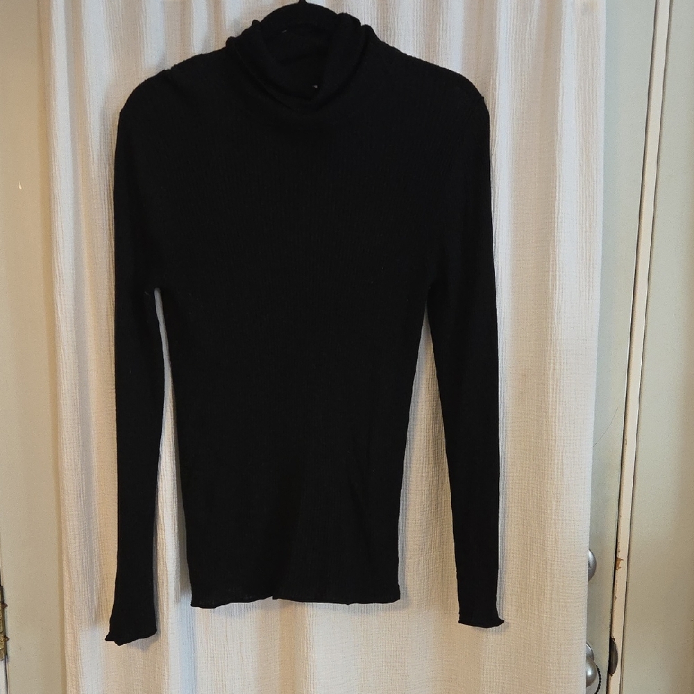 Philosophy Black Ribbed Turtleneck Sweater